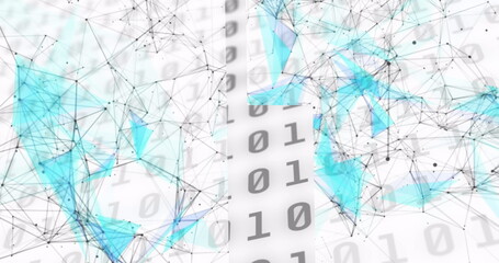 Poster - Image of data processing and shapes on white background