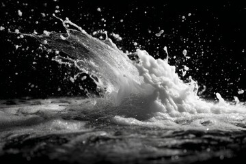 Poster - Powerful water splash creating dynamic patterns in dark surroundings during an artistic moment of nature's force