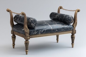 Aufkleber - Elegant black marble bench with gold accents in a modern design displays sophisticated craftsmanship and artistic detail