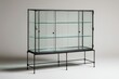 © ChaoticMind - Glass display cabinet with black metal frame ideal for showcasing collectibles in modern interiors