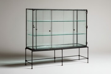 Poster - Glass display cabinet with black metal frame ideal for showcasing collectibles in modern interiors