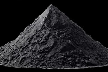 Poster - Black powder mound displayed against a dark background highlights texture and form in a minimalist design