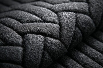 Poster - Textured fabric in black tones showcases intricate woven pattern and softness