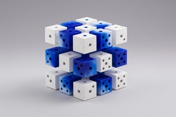 Aufkleber - Colorful cube arrangement showcases geometric design and creativity in an artistic display of blue and white