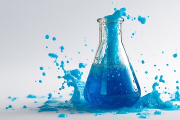 Poster - Colorful liquid erupts from glass flask during science experiment in laboratory setting
