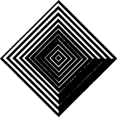 Poster - minimalist geometric engraved illustration of concentric squares for modern design