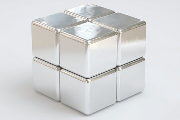 Aufkleber - Metallic cube display with polished surfaces arranged in a geometric formation for artistic purposes