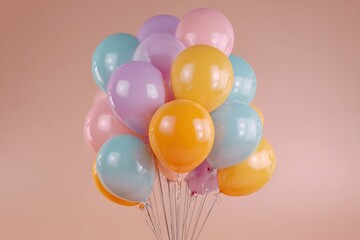 Poster - Colorful balloons in pastel shades creating a festive atmosphere for celebrations and events