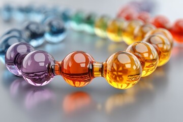 Aufkleber - Colorful glass beads arranged in a vibrant pattern showcase beauty and craftsmanship in a serene setting