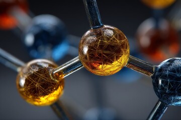 Aufkleber - Complex molecular structure with vivid colors and intricate patterns in a scientific setting