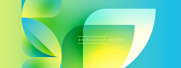 Aufkleber - Abstract gradient shapes overlap, creating dynamic visual effect. Yellow, green, blue hues blend smoothly. Modern design element.