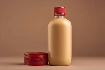 Poster - Unique blend of beverages in a minimalistic setting featuring a bottle and a jar