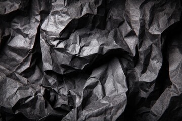 Aufkleber - Crinkled black paper texture creates an intriguing abstract pattern in close-up view, showcasing shadows and light