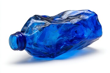 Poster - Blue plastic bottle resembling a rock placed on a white surface, showcasing unique design and texture