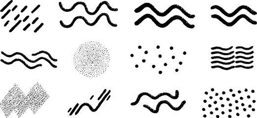 Poster - engraved abstract squiggles and dot patterns for creative designs