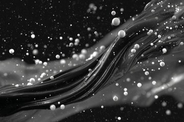 Poster - Fluid motion with contrasting bubbles captured in black and white
