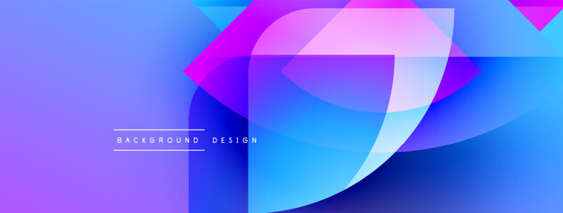 Poster - Abstract background features overlapping translucent shapes. Blue, purple, pink hues create dynamic visual effect. Modern design element.