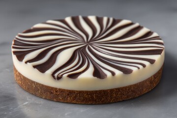 Aufkleber - Delicious dessert featuring a chocolate and vanilla swirl design with a rich crust on a marble countertop