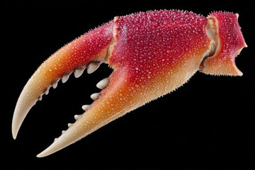 Poster - Close-up of a vibrant crab claw showcasing intricate texture and color variations against a dark background