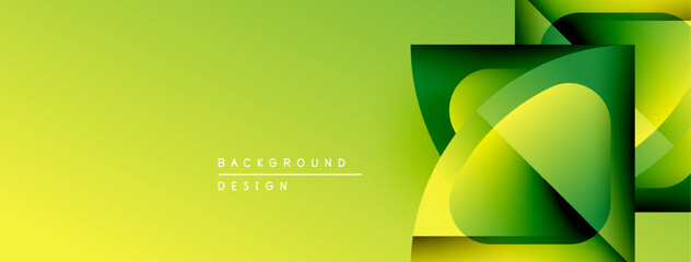 Poster - Abstract green background design. Overlapping shapes create dynamic visual effect. Gradient colors add depth, modern aesthetic.