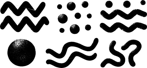 Poster - collection of engraved zigzag patterns and abstract shapes for design projects