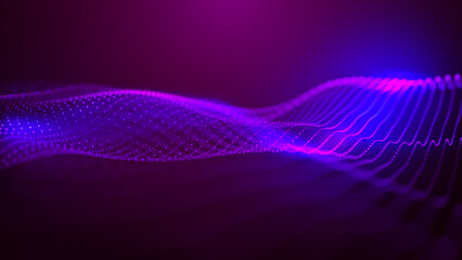 Wall Mural - abstract background with dynamic color wave. futuristic dotted wave of bright particles. colorful ba