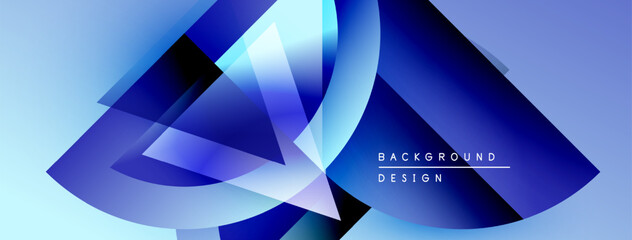 Poster - Abstract blue shapes overlap, creating dynamic composition. Modern design elements suggest technology, innovation. Minimal text present.