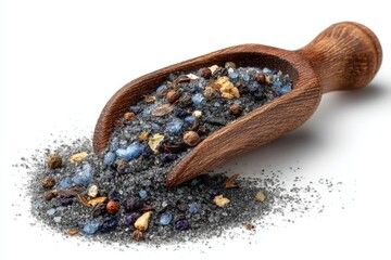 Poster - Special spice blend displayed in a wooden scooper on a clean surface