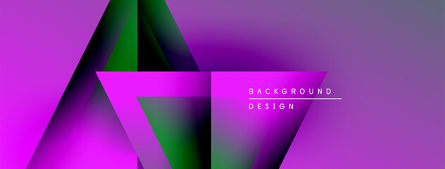 Poster - Abstract purple design features geometric shapes, gradients. Modern background with text elements, simple composition.