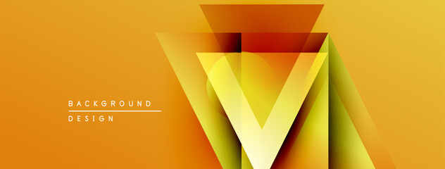 Poster - Abstract geometric design. Orange, yellow gradients create layered triangular shapes. Modern background for digital projects.