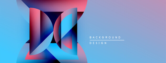 Poster - Abstract geometric design. Vivid blue, pink, purple gradients create dynamic visual effect. Modern background texture.