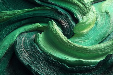 Aufkleber - Swirling greens create abstract textures in vibrant paint on canvas captured in natural light