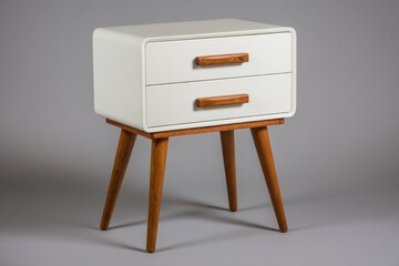 Leinwandbilder - Modern nightstand with two drawers and wooden legs in a minimalistic design