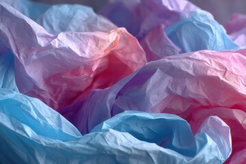 Aufkleber - Colorful crumpled paper creating a vibrant abstract texture in soft pastel shades