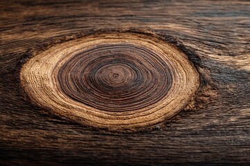 Poster - Close-up view of a tree stump revealing intricate rings and natural textures in warm wooden tones