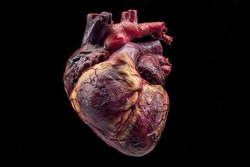 Poster - Intricate details of a human heart displayed against a dark background for educational purposes and anatomical study