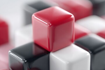 Poster - Colorful cubes arranged in a unique pattern on a surface creating a balanced visual contrast during daylight