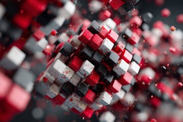 Aufkleber - Colorful cubes dramatically exploding in three-dimensional space with a dark background