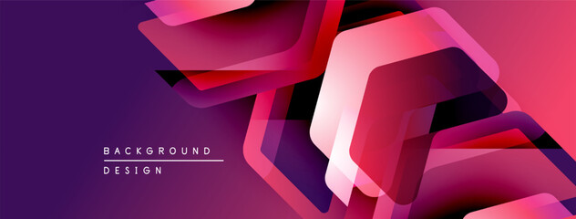 Poster - Abstract geometric shapes overlap, creating dynamic purple, pink gradient effect. Modern design element for backgrounds.