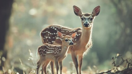 Poster - Two deer standing together, natural habitat