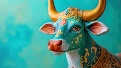 Aufkleber - A detailed shot of a cow sculpture