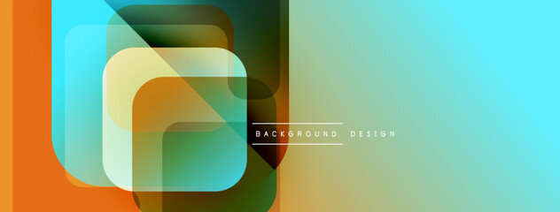 Poster - Abstract geometric shapes overlap. Orange, teal, brown hues create modern background design. Minimalist style, clean lines present.