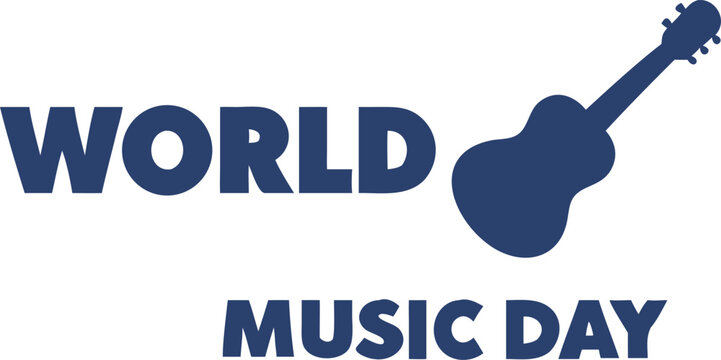 World Music Day.Guitar silhouette vector design.  World music day concept. Music holiday Vector illustration isolated on white background.Vector art.