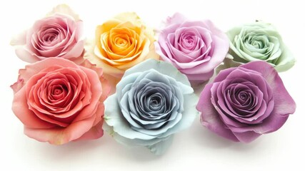 Poster - A collection of colorful roses on a clean white surface, great for use in floral or beauty designs
