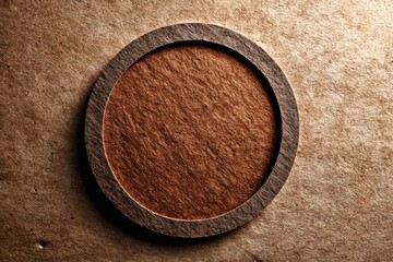 Aufkleber - Crafting a textured circular coaster with layered materials on a brown background during a creative design session