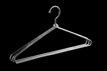 Poster - Metal hanger displayed against a black background, showcasing its sleek design and functionality for organizing clothes and accessories