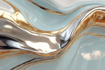 Leinwandbilder - Fluid patterns of blue and gold create a mesmerizing abstract design, capturing light and movement in a serene composition