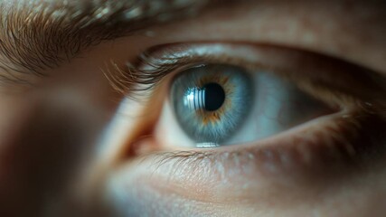 Poster - Close-up shot of a person's blue eye with eyelashes and iris details