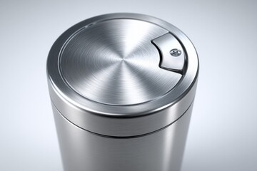 Aufkleber - Sleek stainless steel container with a secure sliding lid perfect for storing beverages and snacks on the go