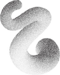 Poster - Gradient stipple shape. 3D wavy line. Noisy fluid graphic design. Swirl grainy dotted spiral. Sandy twisted textured trendy gritty illustration
